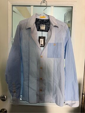 Ted Baker Light Blue and White Striped Dress Shirt